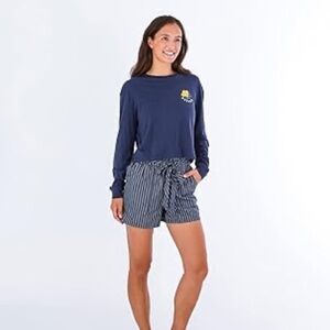 Hurley Navy Long Sleeve Crop Shirt with Flower